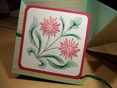 Pink beaded flower – forum gallery stitching card of the week