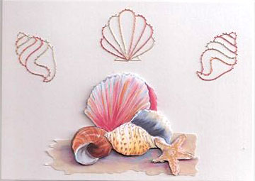 Seashells with decoupage – forum gallery stitching card of the week