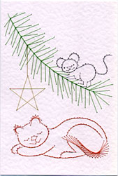 Christmas cat and mouse stitching pattern added at Stitching Cards
