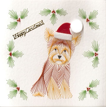 Yorkshire terrier prick and stitch Christmas card suggestion