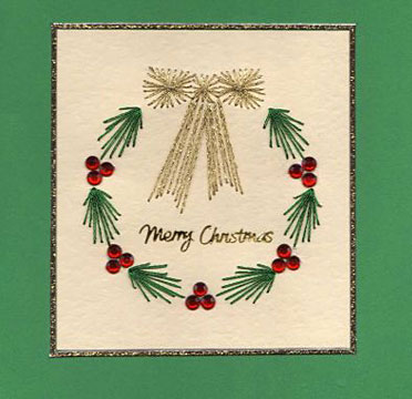 Holly wreath – forum gallery stitching card of the week