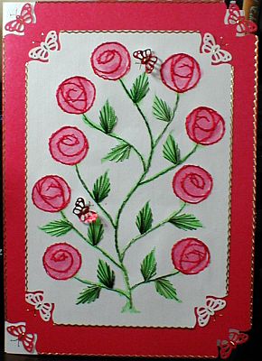 Red Rose Bush – forum gallery stitching card of the week