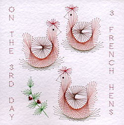 Twelve days of Christmas patterns at Pinbroidery