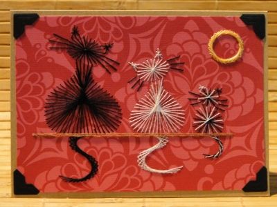 Cats on a wall – forum gallery stitching card of the week