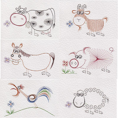 Cartoon animal patterns added at Stitching Cards
