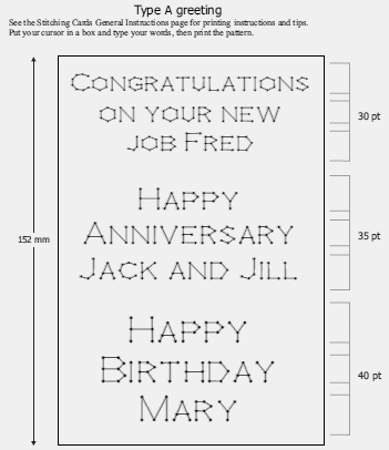 Free Type A Greeting at Stitching Cards