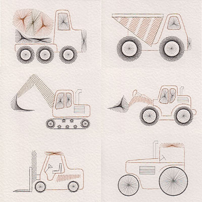 Construction vehicle patterns added at Stitching Cards