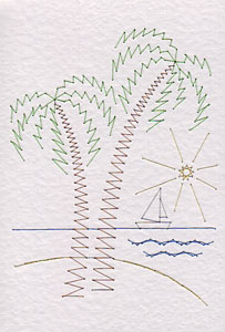 Palm trees pattern at Stitching Cards