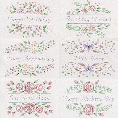 Floral greetings patterns added at Stitching Cards