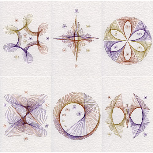 Geometric patterns added at Stitching Cards