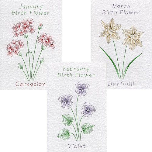 Jan, Feb, March birth flower patterns added at Form-A-Lines